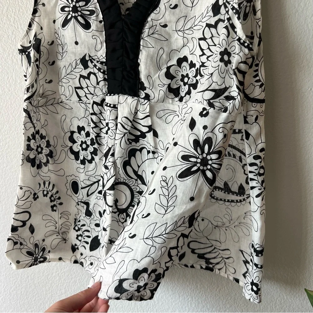 Vintage Y2k White Linen Sleeveless Blouse